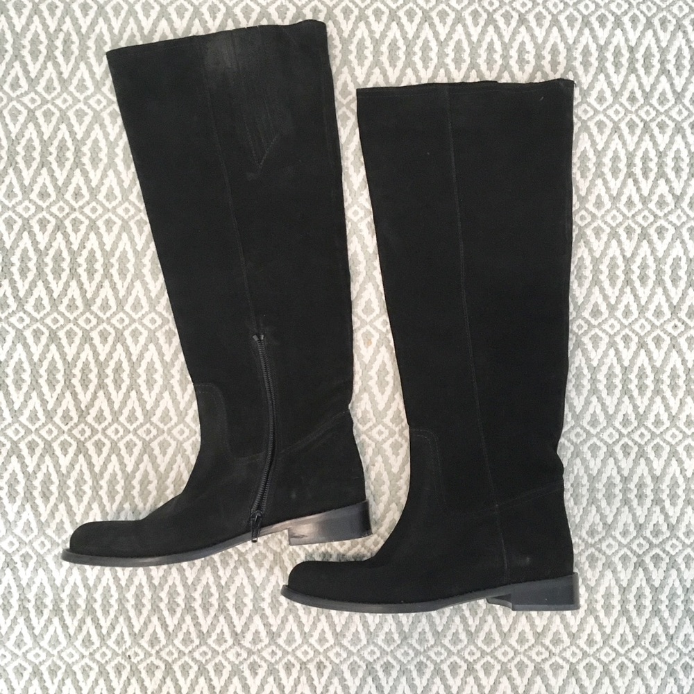 Black Suede Knee Boots • Garnet Hill • Size 6.5